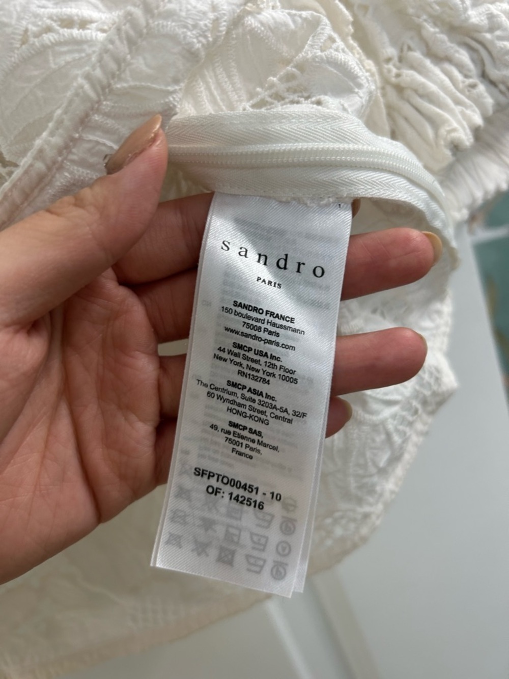 Sandro Azalee Lace Eyelet Ruffle V-Neck Blouse - Picture 6 of 8